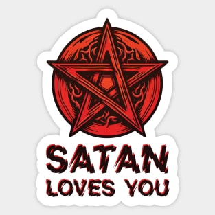 Satan Loves You Pentagram Sticker